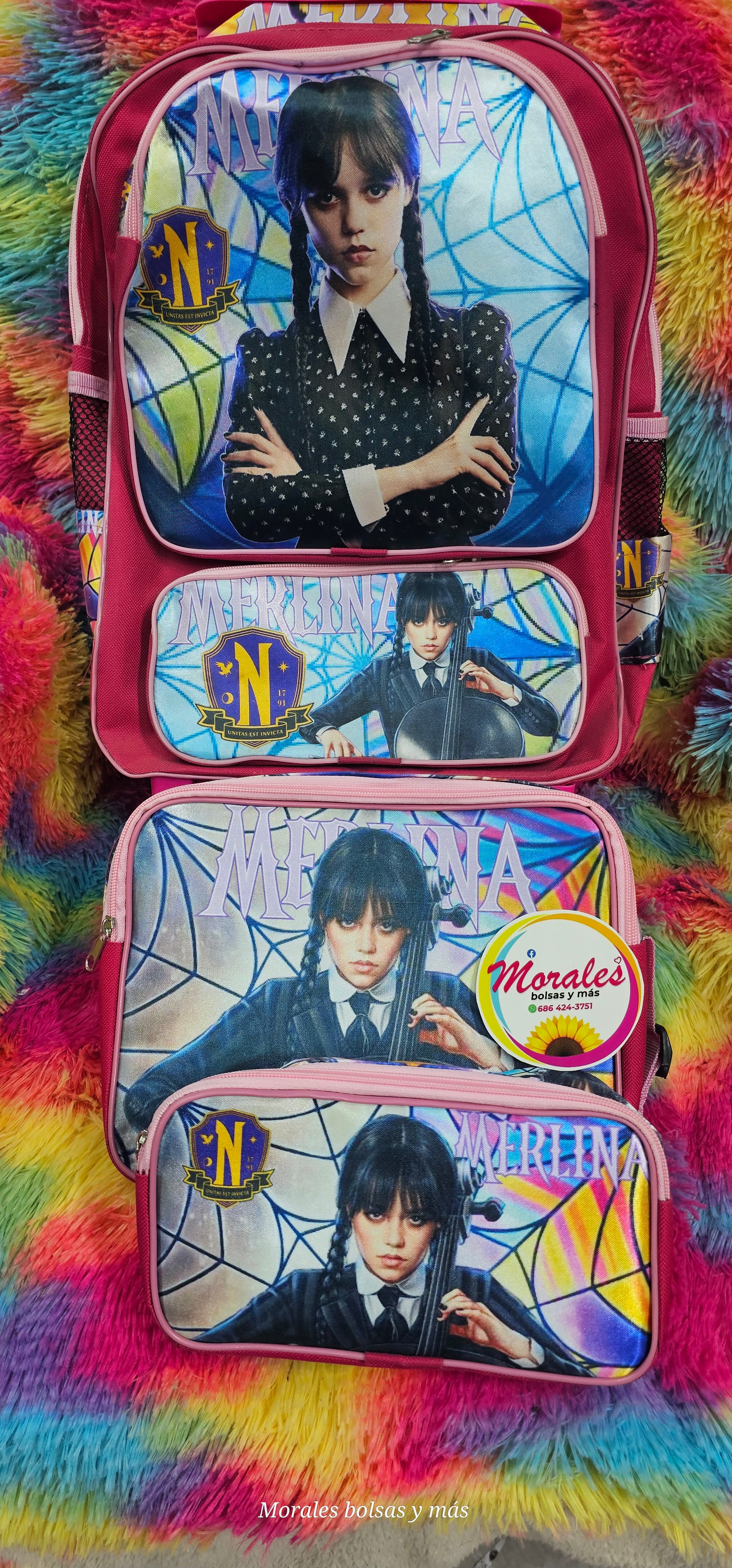 Merlina combo mochila escolar 3 pzs