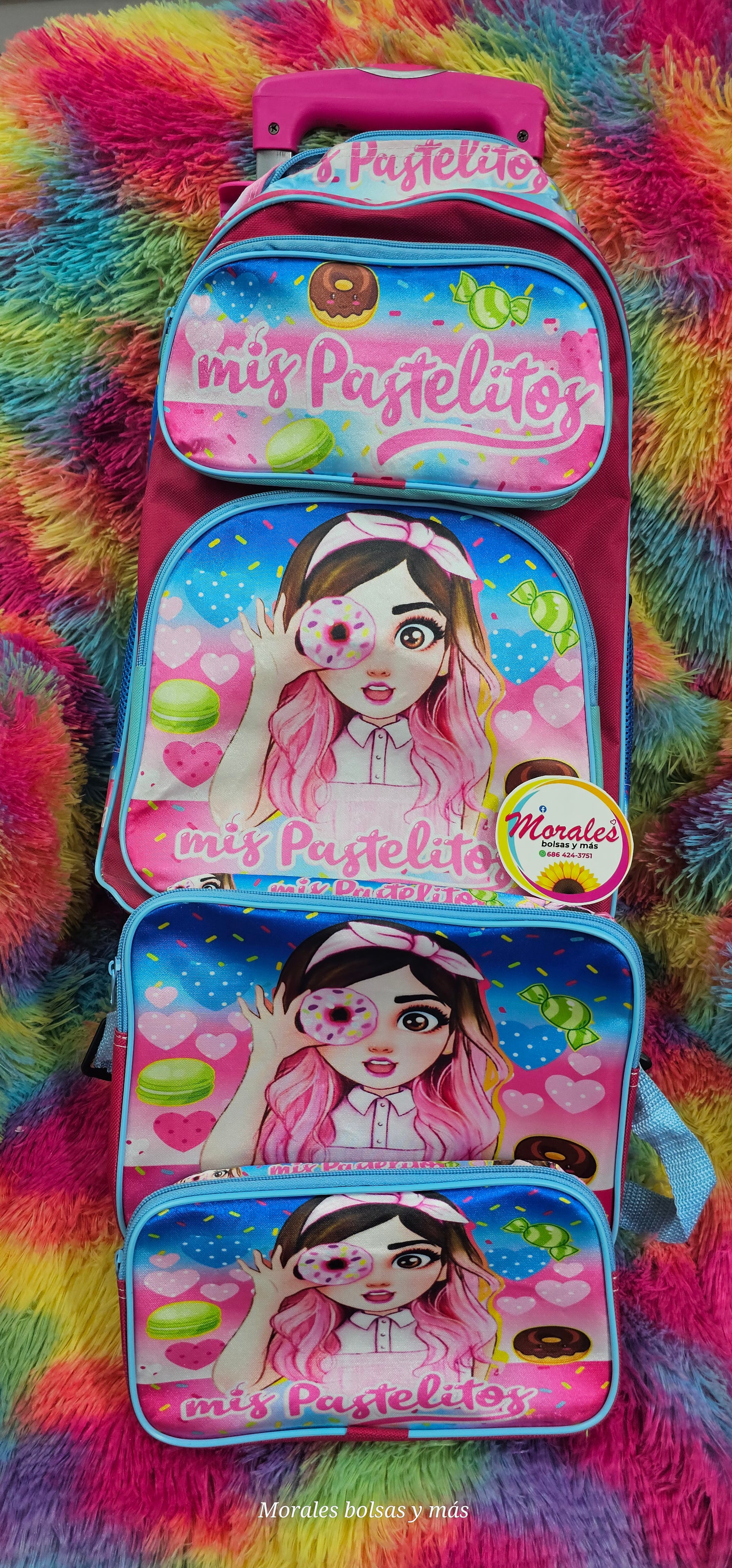 Mis pastelitos combo mochila escolar 3pzs