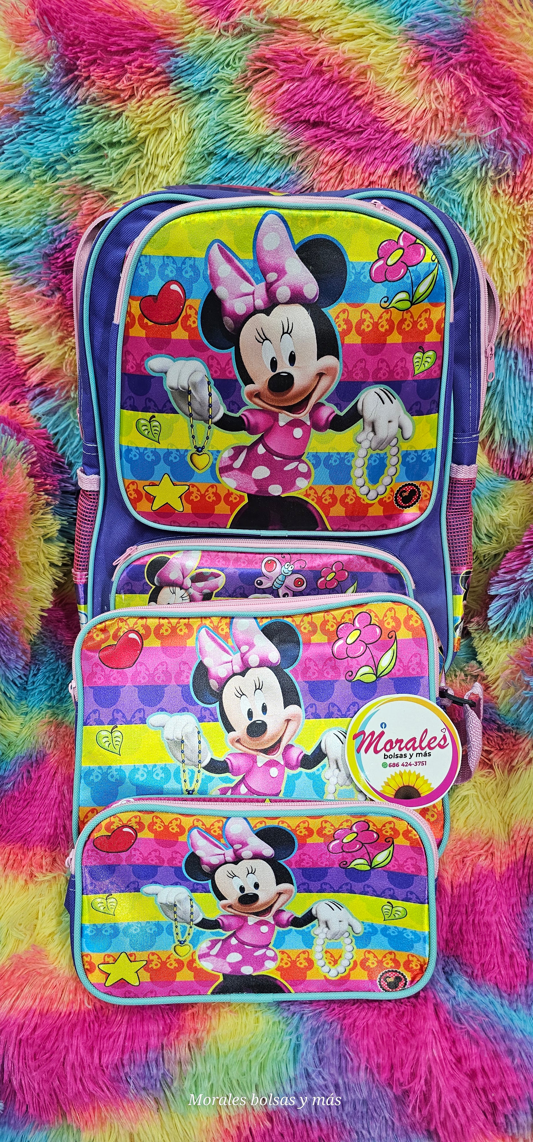 Minnie mouse mochila combo sin llantitas 3pzs