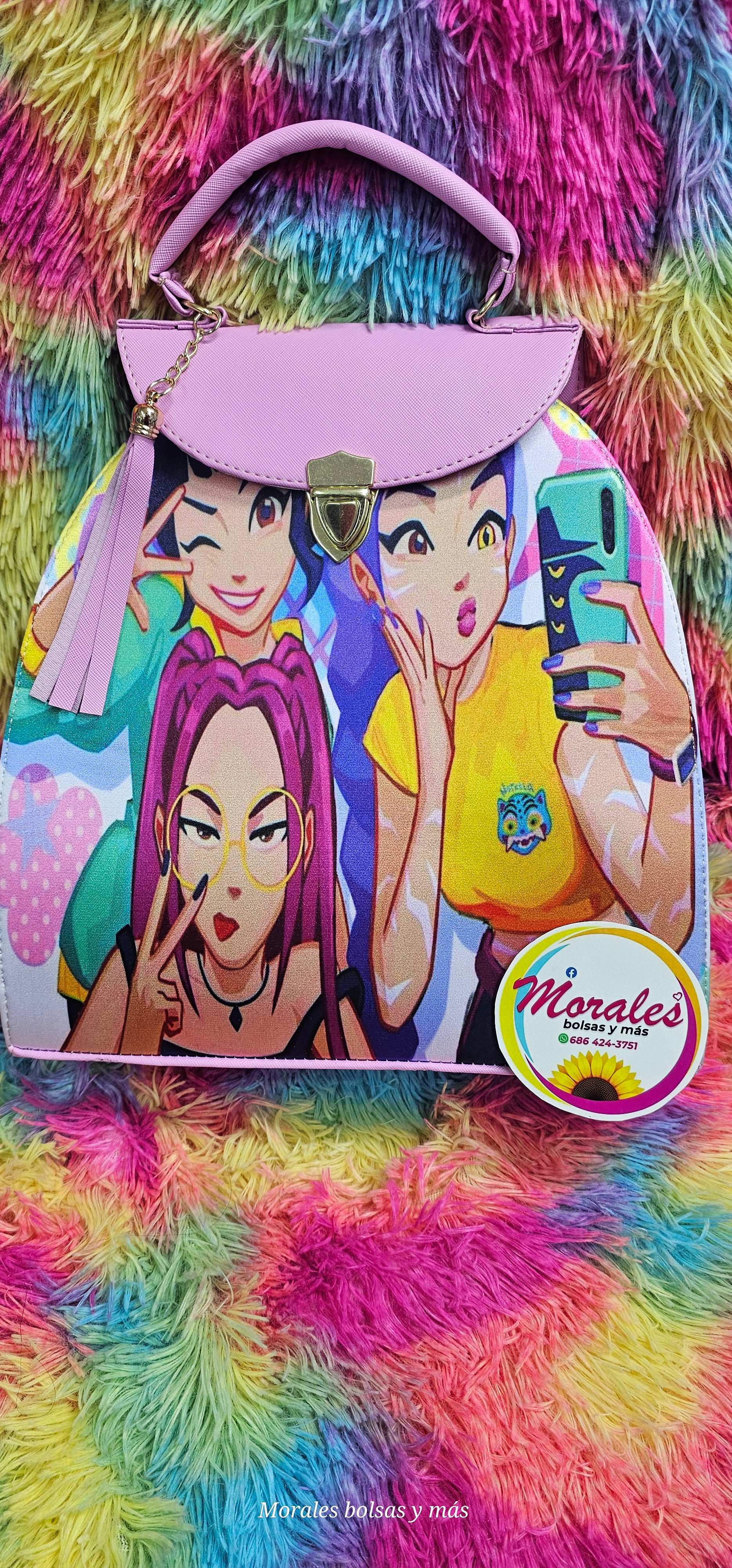 Kpop demon  mochila rosa