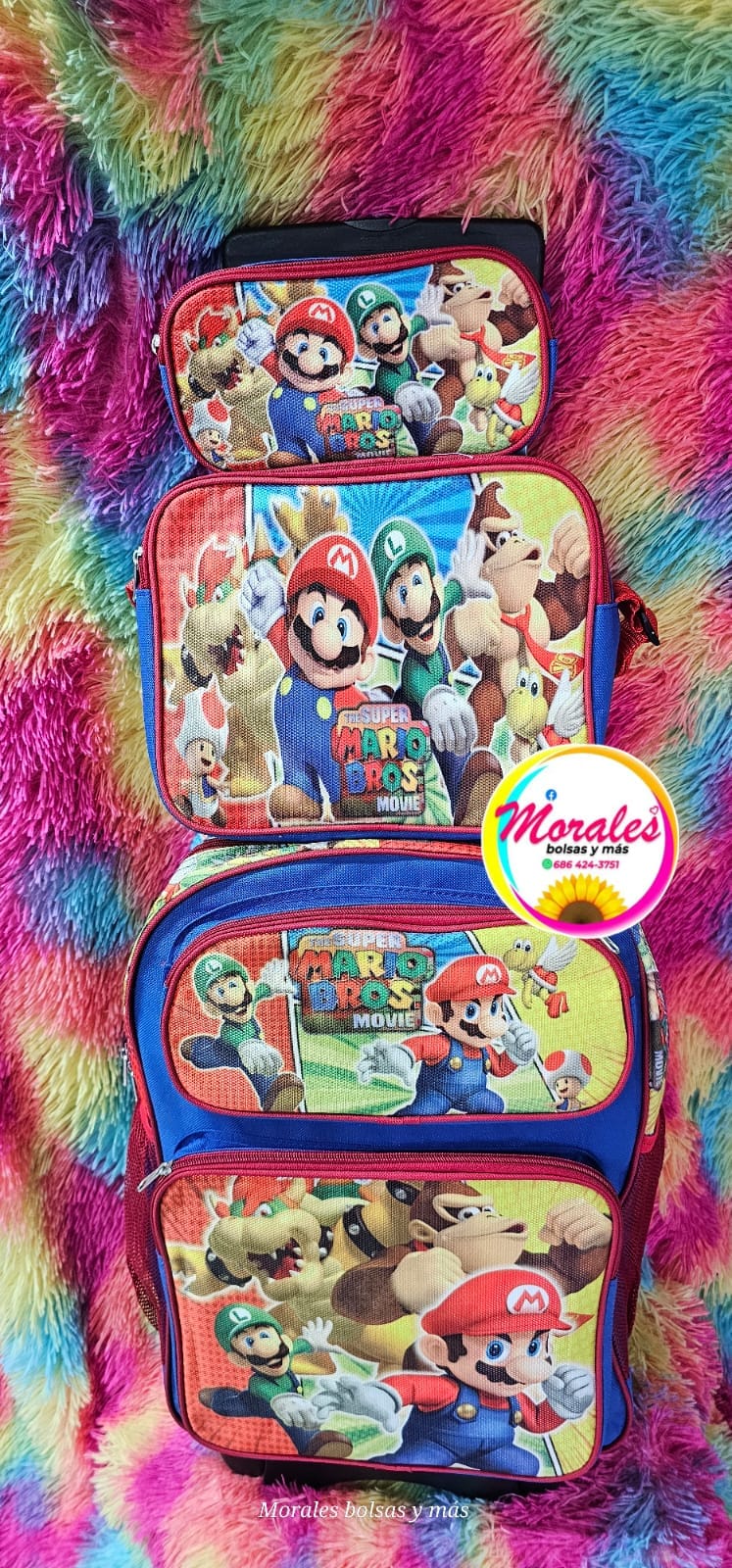Mario bros mochila combo  escolar 3pzas