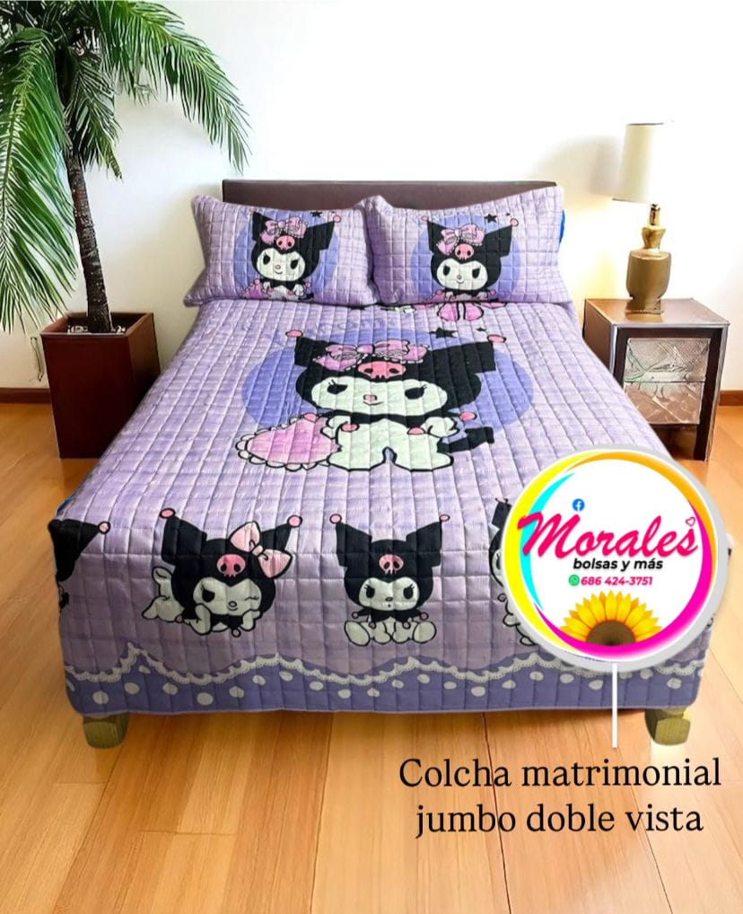 Kuromi colcha matrimonial con fundas